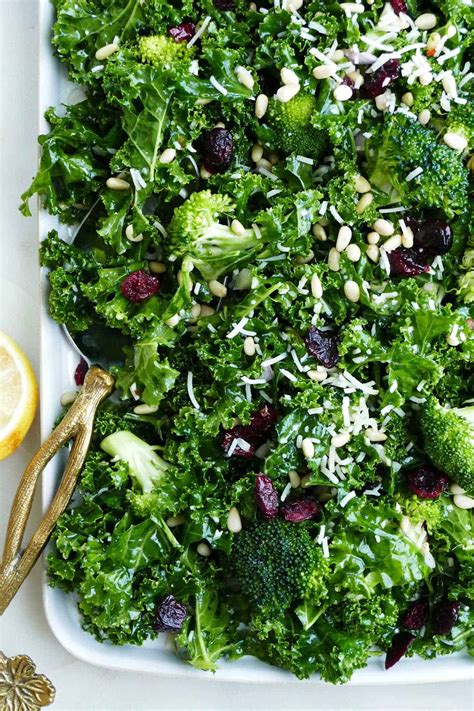 Kale And Broccoli Salad With Lemon Parmesan Dressing Its A Veg World After All®