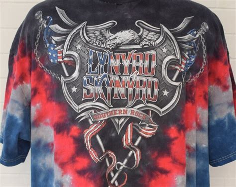 Vintage Lynyrd Skynyrd Southern Rock Tie Dye Black Red Blue Eagle Flag T Shirt 90 S 3xl Etsy