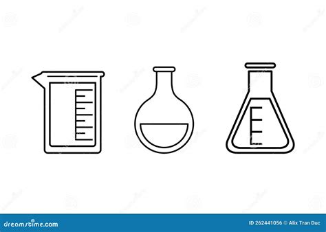 Scientific Chemistry Laboratory Containers Icons Stock Vector