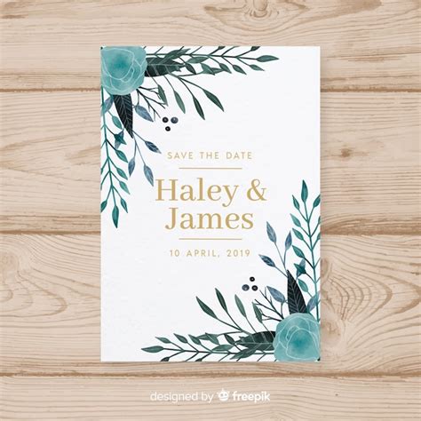 Free Vector Lovely Watercolor Wedding Card With Floral Style