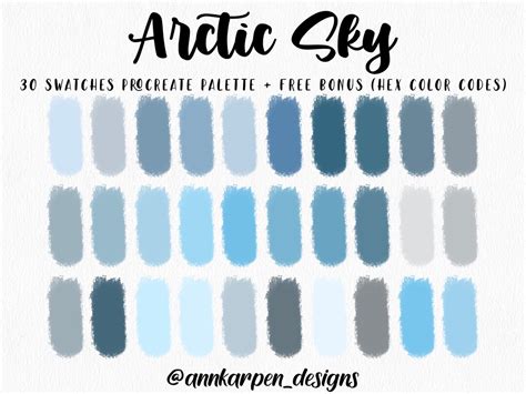 Arctic Sky Procreate Palette 30 Colors Blue Color Palette Instant