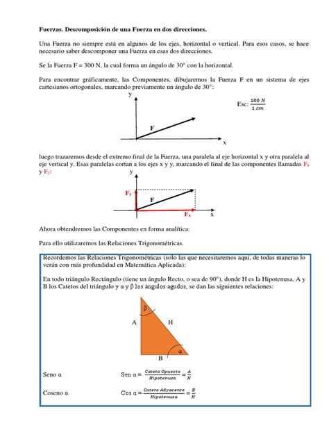 5 Fuerzas Descomposicion De Una Fuerza En Dos Direcciones Pdf Funciones Trigonométricas