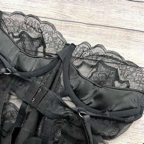 Victorias Secret Black Lace Sheer Lingerie Dress Wit… Gem