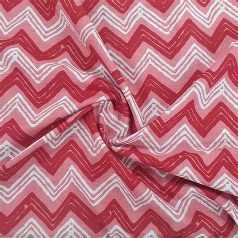 Red White Chevron Print Cotton Fabric Floral Cotton Fabric Printed