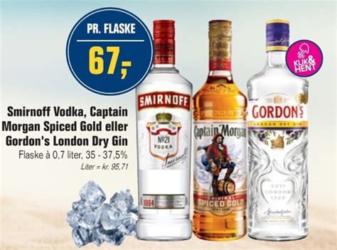 Smirnoff Vodka Captain Morgan Spiced Gold Eller Gordon S London Dry