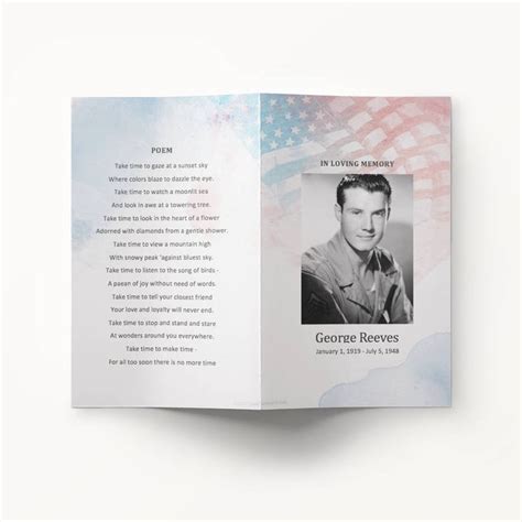 Free Veteran Funeral Program Template Overall It Summarizes Their