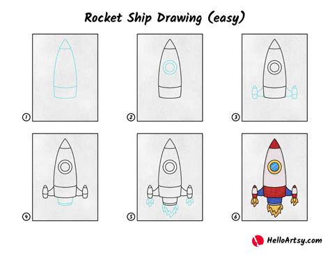 Rocket Ship Drawing (easy) - HelloArtsy