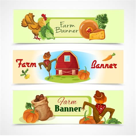 Farm Banners Set Free Vector