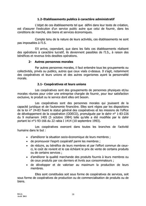 Maroc Note Circulaire 717 Tome1 Is Et Ir PDF