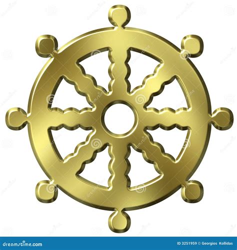 3d Golden Buddhism Symbol Wheel Of Dharma Stock Image Cartoondealer