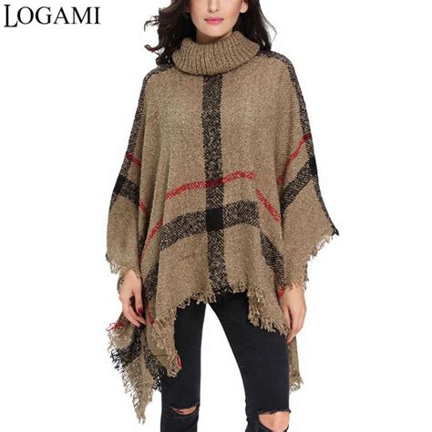 Compre Logami Estilo Poncho Casaco Outono Inverno Poncho Tric Gola