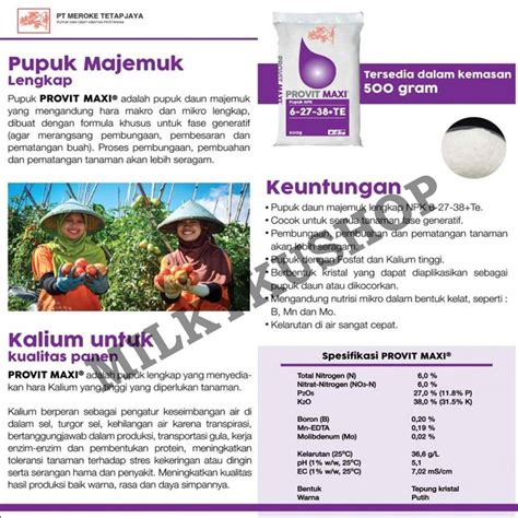 Jual PUPUK MEROKE PROVIT MAXI 500 GRAM KEMASAN PABRIK NPK Shopee