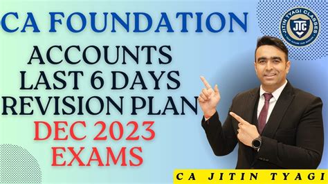 Last 6 Days Revision Plan For CA Foundation Accounts By CA CS Jitin