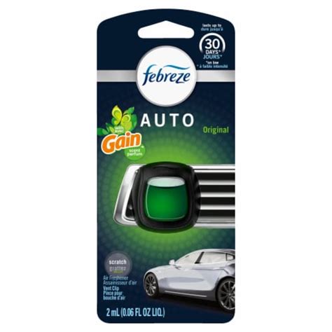 Febreze Auto Original With Gain Scent Air Freshener Car Vent Clip Ct