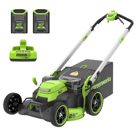 Greenworks 60v 25 Self Propelled Lawn Mower With 2 4 0 Ah Batteries And Rapid Charger 2546002