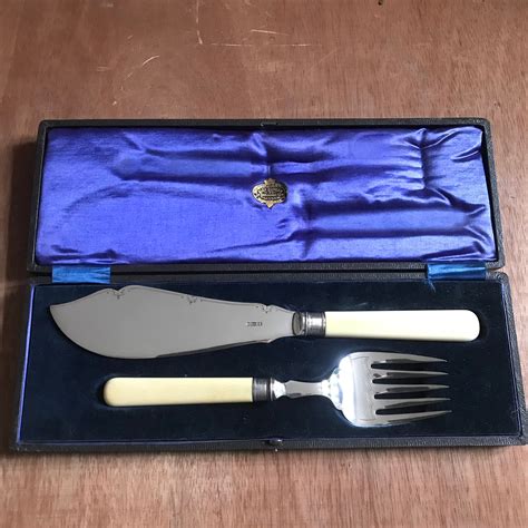 Antique Alex Duncan Fish Knife And Fork Serving Set Boxed Etsy