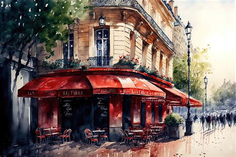 Paris French Corner Cafe Watercolor Painting 8 Digital Download Print ...