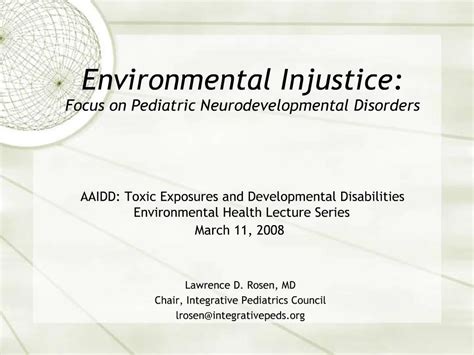 Ppt Environmental Injustice Focus On Pediatric Neurodevelopmental