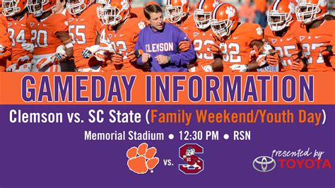 Clemson vs. SC State Football Gameday Information Guide – Clemson ...