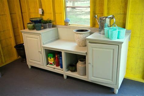 Potting Bench Made From Old Entertainment Center Repurposed Furniture