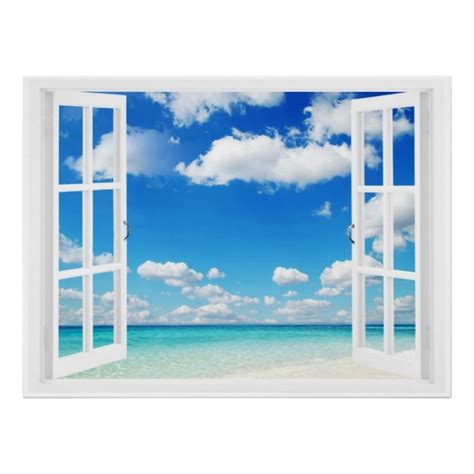 Open Window At The Beach Poster Zazzle 그림 유화 아크릴화