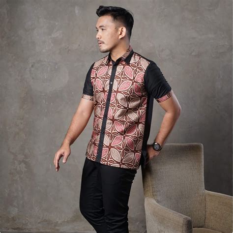 Jual Pakaian Batik Pria Premium Lengan Pendek Modern Kombinasi Warna