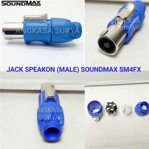 Jual Jack Speakon Soundmax Sm Fx Metal Biru Muda Jek Spikon Male Laki