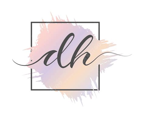 dh calligraphic lowercase letters  colored background simple vector