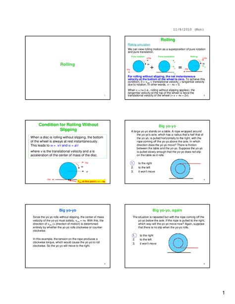 Rolling Rolling Condition for Rolling Without Slipping | Lecture notes Physics | Docsity