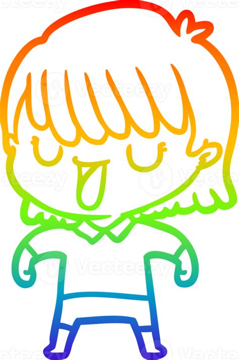 Rainbow Gradient Line Drawing Of A Cartoon Woman 42842277 Png