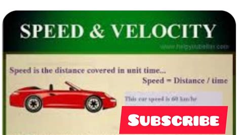 Speed And Velocity Physics Youtube