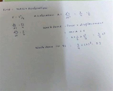 A Rigid Body Of Mass 6 Kg Is Under A Force Which Causes Displacement In