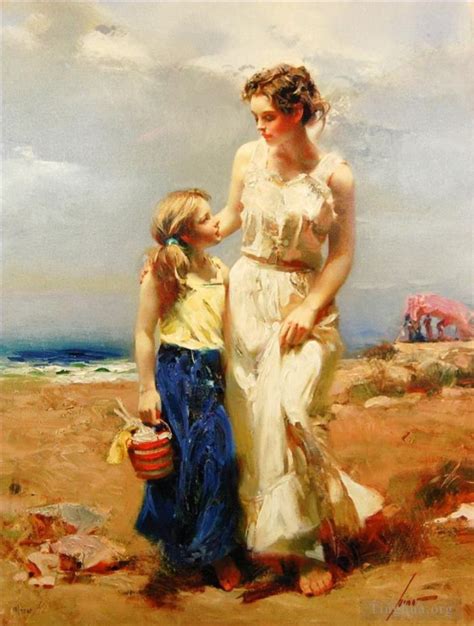 Pino Daeni mother and daughter - Pino Daeni's Contemporary Oil Painting ...