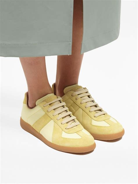 Maison Margiela Replica Low Top Leather Sneakers Neutrals Farfetch Uk