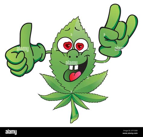 Hemp Leaf. Cute funny Weed marijuana leaf. Cartoon mascot character ...