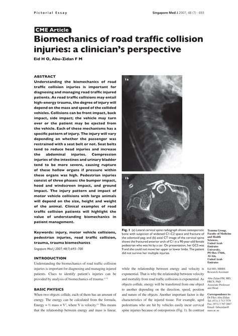 (PDF) Biomechanics of road traffic collision injuries: A clinician's perspective