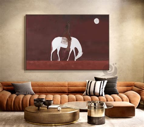 Abstract Horse Riding Oil Painting on Canvas, Original White Horse at ...