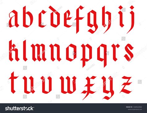 Gothic Font Alphabet Old Handwriting Abc Stock Vector (Royalty Free ...