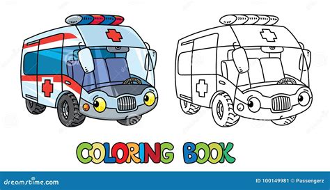 Ambulance Car Coloring Page. Ambulance Side View Cartoon Vector ...