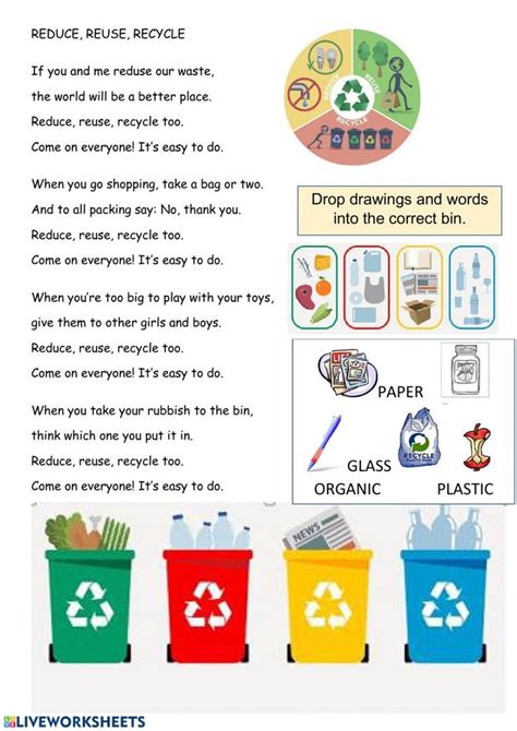 Reduce Reuse Recycle Worksheet Reduse Reuse Recycle Song Interactive