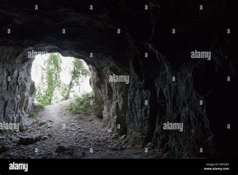 entrance to the cave. view inside the cave Stock Photo - Alamy