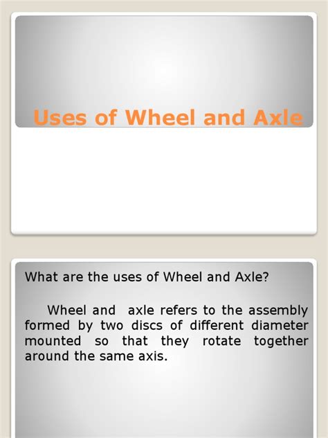 Uses of Wheel and Axle | PDF