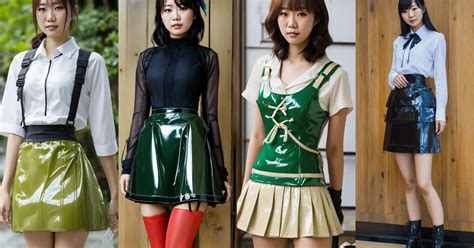 Lexica - Japanese woman in glossy waders skirt 