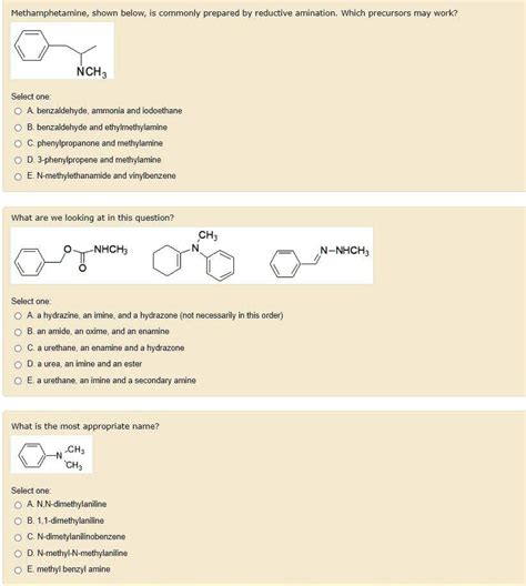 Solved Methamphetamine Shown Below Is Commonly Prepared By Reductive