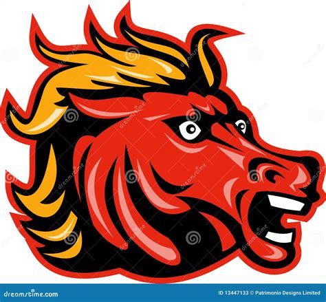 Angry Wild Horse Head Bronco Cartoon Vector | CartoonDealer.com #13447133