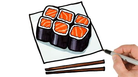 How To Draw Sushi Roll Japanese Food Drawings YouTube