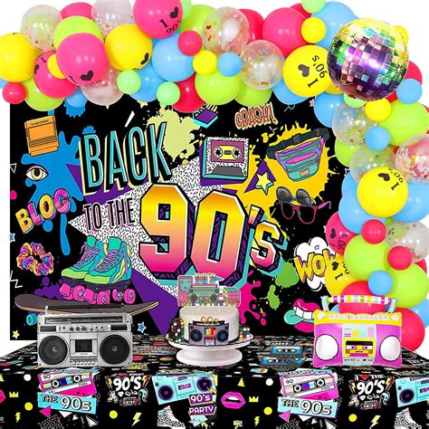 Back To The 90s Party Decorations Retro 90s Theme Colorful Balloon