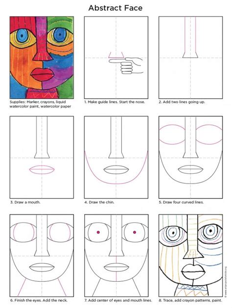 Easy How to Draw an Abstract Face Tutorial and Coloring Page | Easy abstract art, Abstract art ...