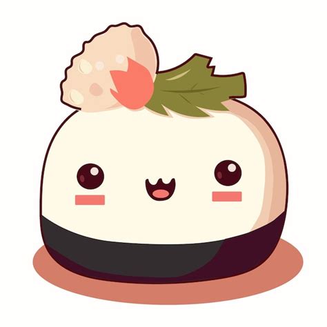 Lindo ícono de sushi en estilo kawaii con cara sonriente y mejillas