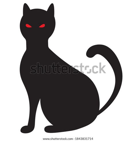 Cat Silhouette Black Color Eyes Glow Stock Vector (Royalty Free ...